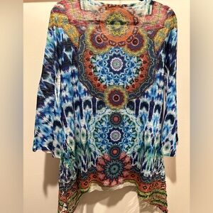 Psychedelic women’s size XL Cupid printed new top. Never worn, colorful trendy.